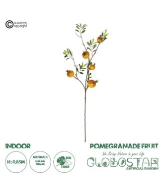 GloboStar® Artificial Garden YELLOW POMEGRANATE  FRUIT BRANCH 21445 Τεχνητό Διακοσμητικό Κίτρινη Κλαδί Ροδιά Y85cm